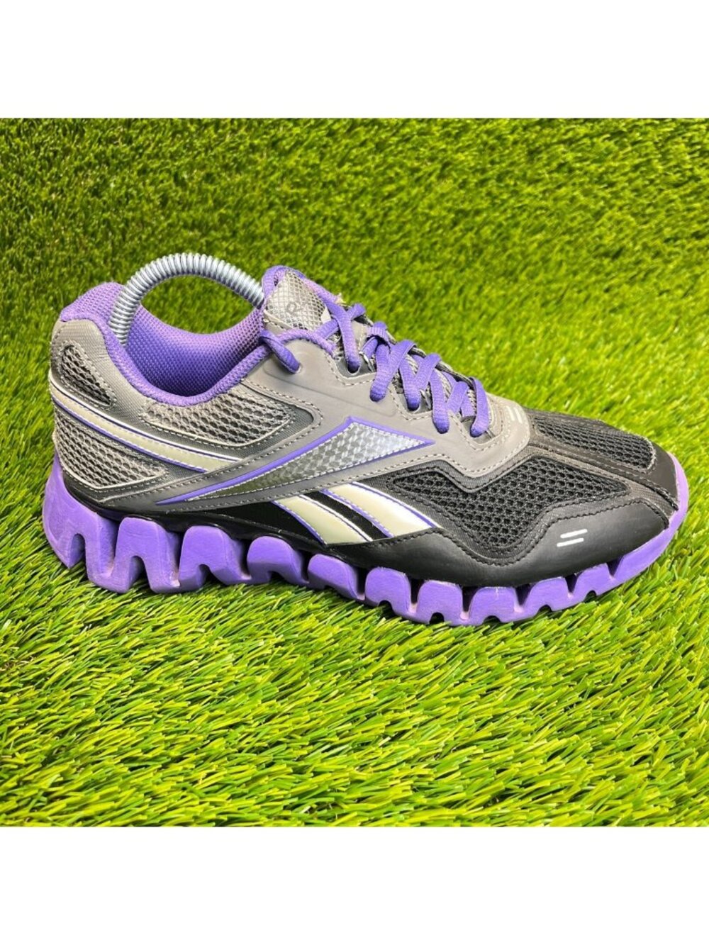 Reebok ZigTech Energy Mens Size 6.5 Gray Black Purple Running Workout Shoes